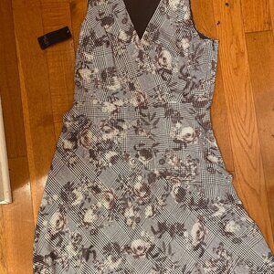 Rachel Roy Giles Floral Asymmettrical hem Houndstooth Dress Sz 10 NWT